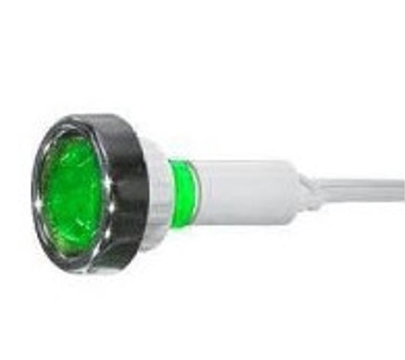 Segnalatore luminoso al neon 220V verde diametro 20 mm a chiusura stagna