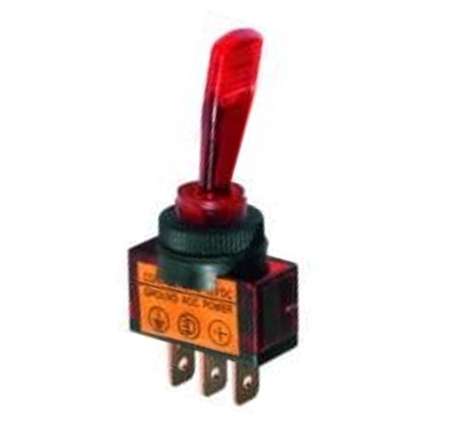 Interruttore unipolare a leva rossa luminoso 12V 20A