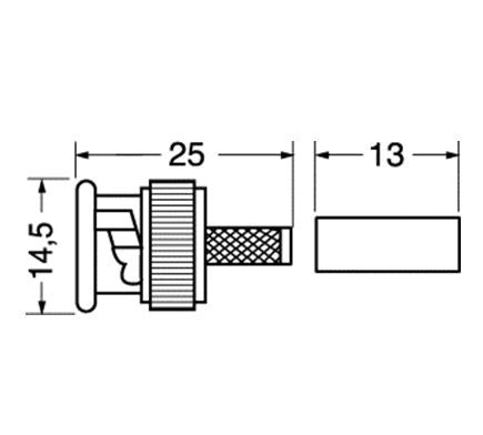 Spina BNC 75 OHM a crimpare UG 88/174 per minicoax