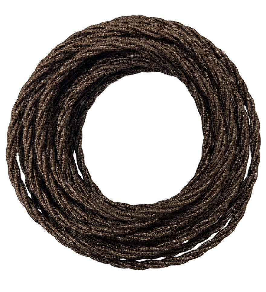 10 Metri cavo trecciato tessile seta 3x1,5  marrone doppio isolamento
