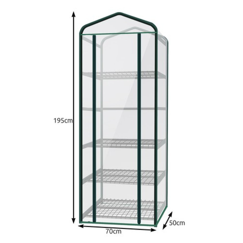 Serra in alluminio con 5 ripiani dimensioni 70x50x195h cm