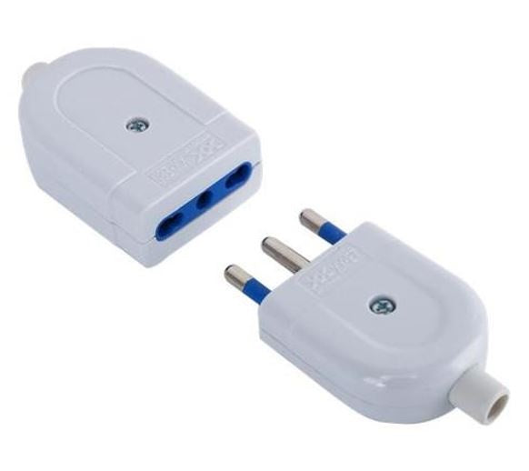Set presa + spina volante 16A 250V bipasso bianca