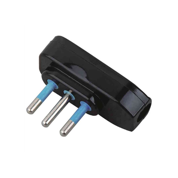 Spina volante 16A 250V angolo 90° nera  2P+T