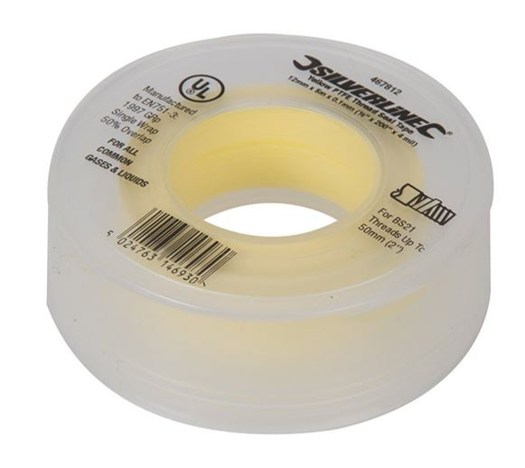 Nastro sigillante in teflon giallo 12mm X 5 metri per filettature gas