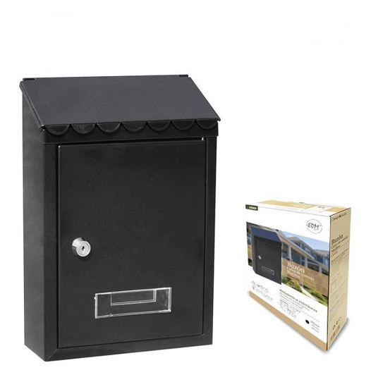 Cassetta postale nera in acciaio misura 210x60x300 mm