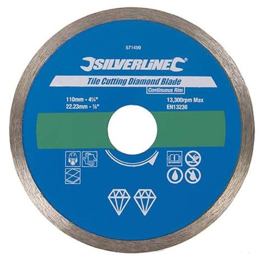Lama a disco diamantata 115X22,23 mm a bordo continuo per taglio piastrelle