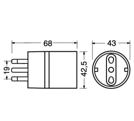 Adattatore SCHUKO 10/16A nero