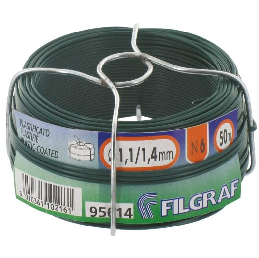 Filo di ferro diametro 1,4 mm N6 zincato e plastificato 50 metri verde