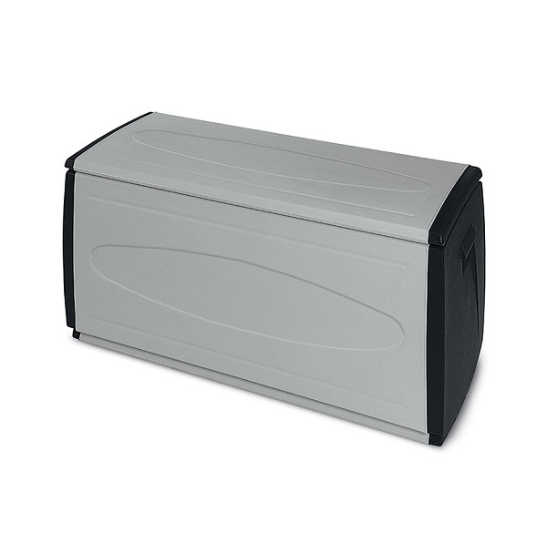 Baule contenitore multiuso 308 litri in resina termoplastica misura 120x54x57h cm certificato IPX3 grigio/nero