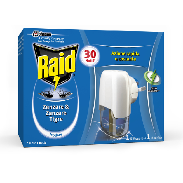 Raid liquido diffusore elettrico antizanzare 30 notti + 1 ricarica 21 ml inodore