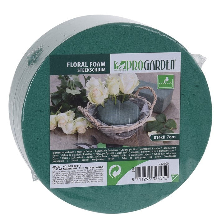 Spugna per fiori mattoncino cilindrico diametro 14 X 7 cm verde Progarden