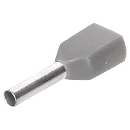 Terminali a tubetto TWIN con collare isolato grigio PKT7508 sezione 2X0,75 mm2 / 2X20 AWG confezione 100 pz