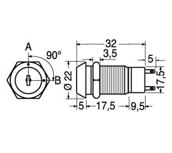 Interruttore a chiave 2 posizioni 2A-250V