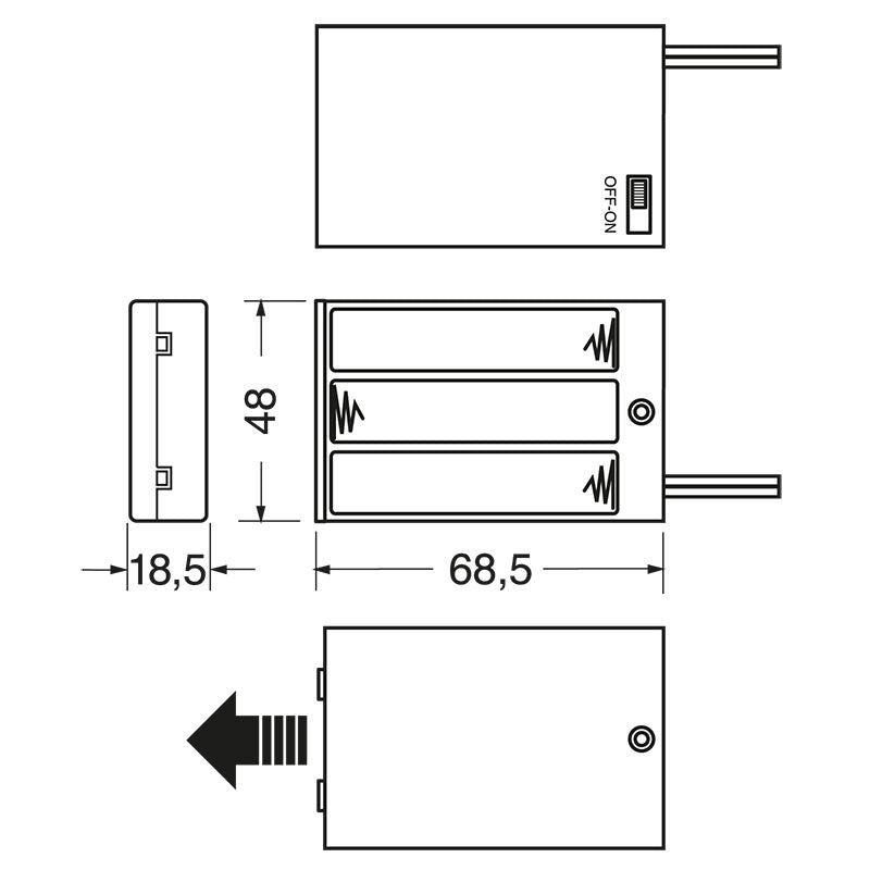 Portabatterie a 3 celle per pile istilo AA-UM3 con interruttore connessione con fili