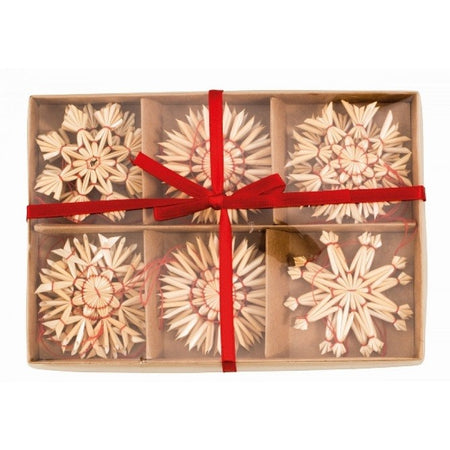 12 Decorazioni natalizie in paglia per albero di natale diametro 6 cm