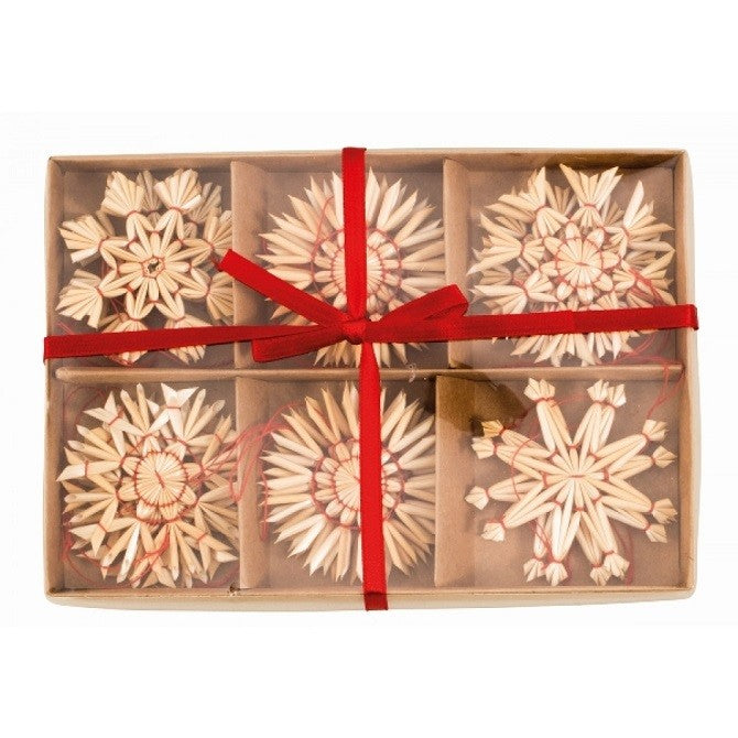 12 Decorazioni natalizie in paglia per albero di natale diametro 6 cm