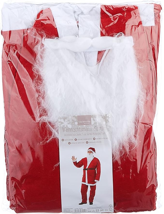 Costume da Babbo Natale in feltro taglia unica 5 pezzi costume, cappello, barba, cintura