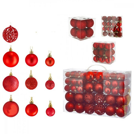 100 Palline per albero di Natale in plastica diametro 3 - 4 - 6 cm rosse