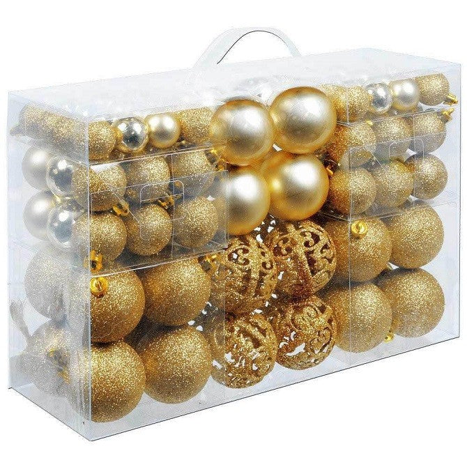 100 Palline per albero di Natale in plastica diametro 3 - 4 - 6 cm oro