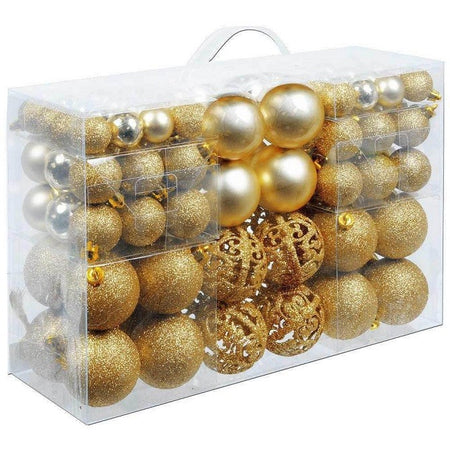 100 Palline per albero di Natale in plastica diametro 3 - 4 - 6 cm oro