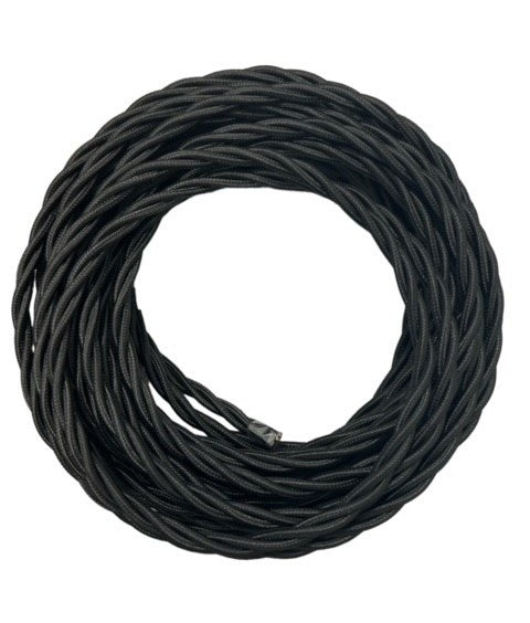 10 Metri cavo trecciato tessile seta 3x1,5  nero doppio isolamento