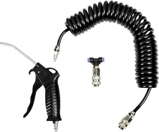 Pistola per aria compressa ugello in acciaio a becco lungo completa di di tubo a spirale da 5 metri