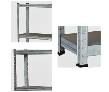 Scaffale rastrelliera in metallo zincato 4 ripiani in MDF 160x80x40 cm 80 Kg