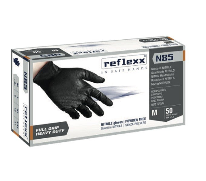 Guanti monouso in nitrile taglia XL neri full grip REFLEXX N85 confezione 50 pz