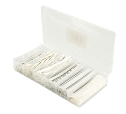 Kit 100 guaine termorestringenti 2:1 in BOX di vari diametri lunghezza 100 mm bianche