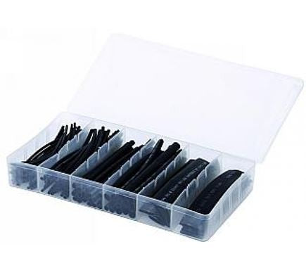 KIT 100 guaine termorestringenti 2:1 in BOX di vari diametri lunghezza 100 mm nere