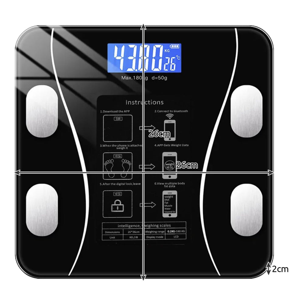 Bilancia pesapersone LCD intelligente max 180 Kg RUHHY 22525