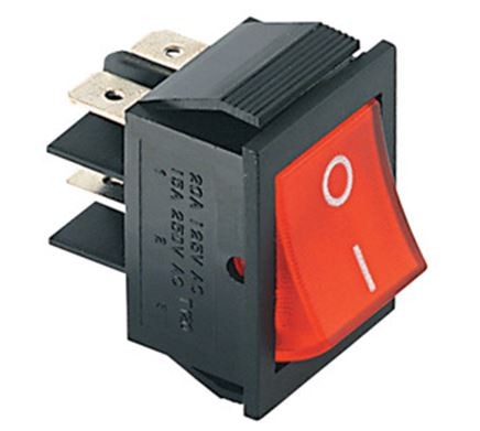 Interruttore bipolare luminoso 15A - 250V rosso