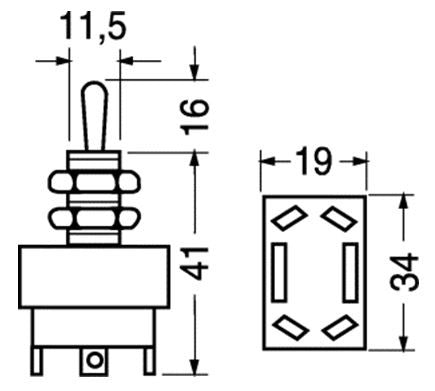 Deviatore 2 scambi 3 posizioni 10A - 250V / 15A - 125V
