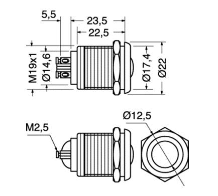 Pulsante antivandalismo 2A-12VCC stagno con autoritorno normalmente aperto