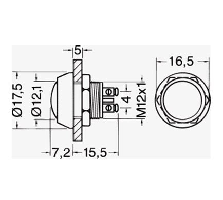 Pulsante antivandalismo stagno con autoritorno normalmente aperto 2A-36VCC