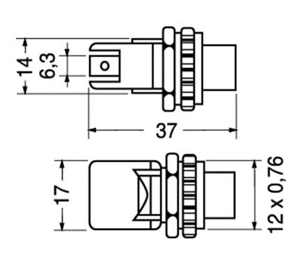 Pulsante 4A-250VCA con autoritorno normalmente aperto nero