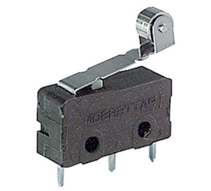 Microdeviatore fine corsa con leva e rotella 5A-250V per circuiti stampati
