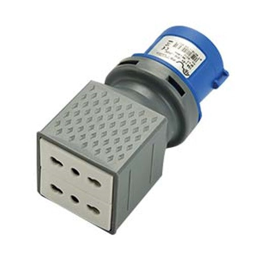 Adattatore spina industriale 2P+T 16A 6h - 2 prese bipolari 10/16A