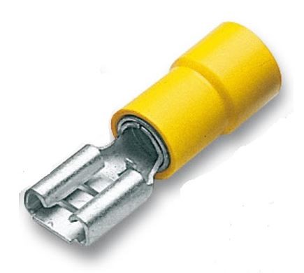 Capicorda preisolato 6,35x0,8 ad innesto femmina giallo CEMBRE GF-F608 confezione 100 pz