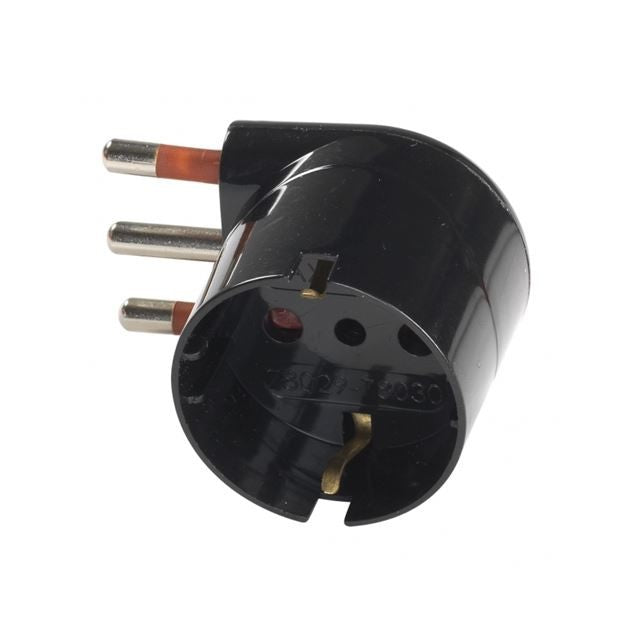 Adattatore schuko 10A  90° nero Rosi RS78028