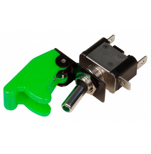 Interruttore a levetta ON-OFF 12V/20A con cappuccio protettivo verde e led MCPOWER