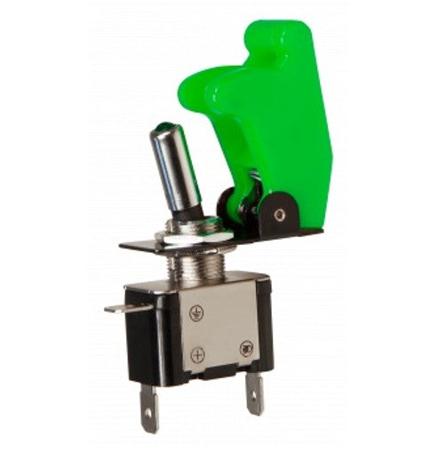Interruttore a levetta ON-OFF 12V/20A con cappuccio protettivo verde e led MCPOWER