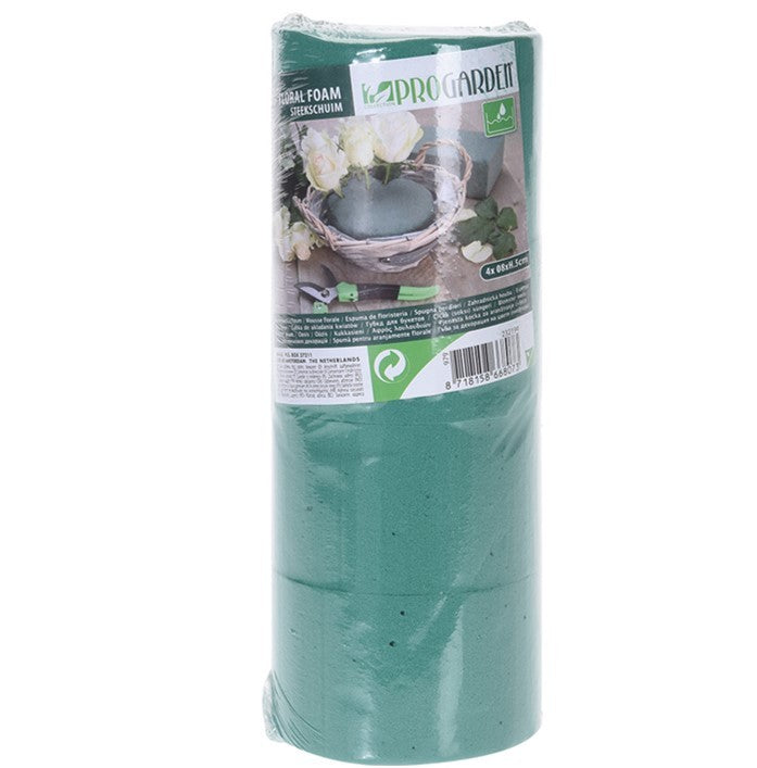 4 Spugne per fiori mattoncino cilindrico diametro 8 X 5 cm verde Progarden