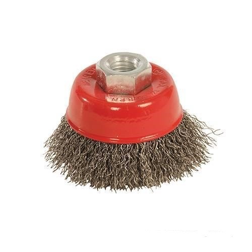 Spazzola a tazza con filamenti ondulati in acciaio diametro 65 mm