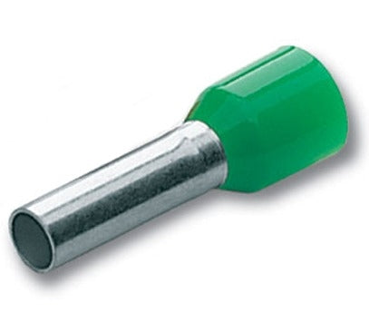 Terminali a tubetto 6 mm2 lungh. 26 mm collare isolato verde CEMBRE PKE618 confezione 100 pz