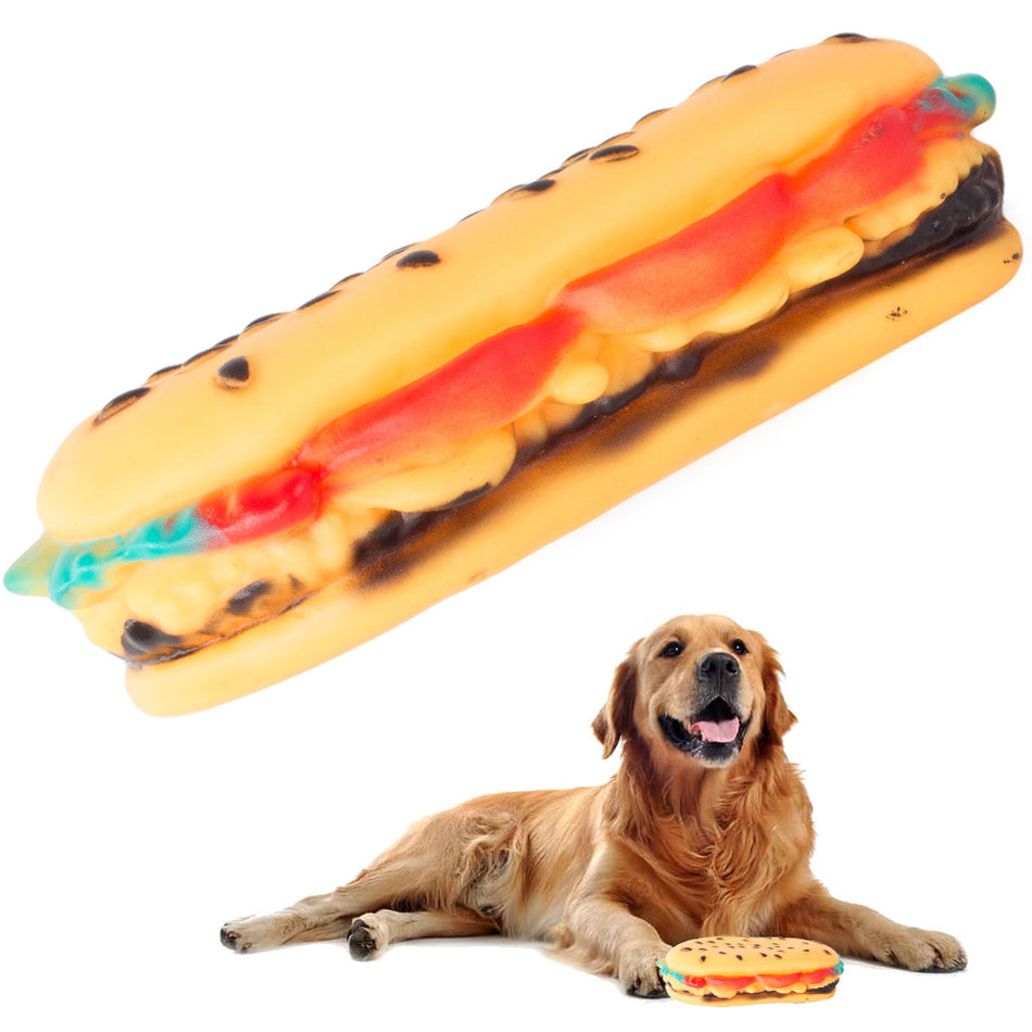 Hamburger in gomma giocattolo per cani lunghezza 12.5 cm larghezza: 7 cm altezza: 3 cm